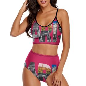 AILLOSA FLAG-193 Geniş Omuz Askılı Üçgen Bikini Üstü Alçak Bel İki Parça Kadın Bikini Seti