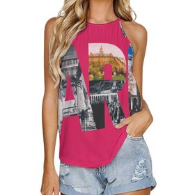 AILLOSA FLAG-193 Yuvarlak Yaka Kolsuz Kadın T-shirt