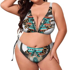 AILLOSA Flag-195 Dolgulu İki Parça Büyük Beden Kadın Bikini Seti
