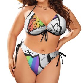 AILLOSA Flag-196 Karın Kontrolü İki Parça Büyük Beden Kadın Bikini Seti