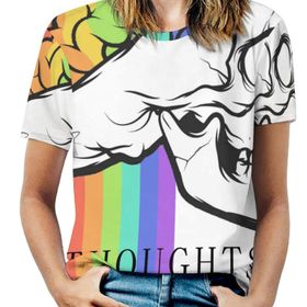 AILLOSA FLAG-196 Tamamı Baskılı Kısa Kollu Yuvarlak Yaka Kadın T-shirt