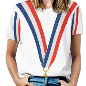 AILLOSA FLAG-198 Tamamı Baskılı Kısa Kollu Yuvarlak Yaka Kadın T-shirt