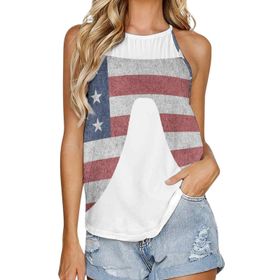 AILLOSA FLAG-20 Yuvarlak Yaka Kolsuz Kadın T-shirt
