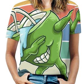 AILLOSA FLAG-200 Tamamı Baskılı Kısa Kollu Yuvarlak Yaka Kadın T-shirt