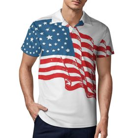 AILLOSA FLAG-22 3D Baskılı Desen Kısa Kollu Polo Yaka Erkek T-shirt