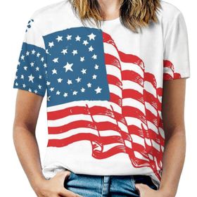 AILLOSA FLAG-22 Tamamı Baskılı Kısa Kollu Yuvarlak Yaka Kadın T-shirt