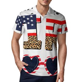 AILLOSA FLAG-25 3D Baskılı Desen Kısa Kollu Polo Yaka Erkek T-shirt