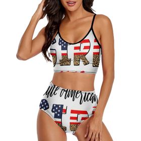 AILLOSA FLAG-25 Geniş Omuz Askılı Üçgen Bikini Üstü Alçak Bel İki Parça Kadın Bikini Seti