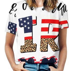 AILLOSA FLAG-25 Tamamı Baskılı Kısa Kollu Yuvarlak Yaka Kadın T-shirt