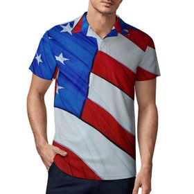 AILLOSA FLAG-26 3D Baskılı Desen Kısa Kollu Polo Yaka Erkek T-shirt