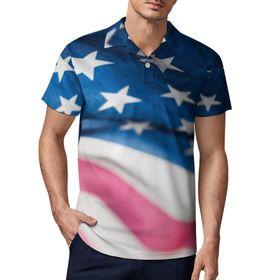 AILLOSA FLAG-27 3D Baskılı Desen Kısa Kollu Polo Yaka Erkek T-shirt