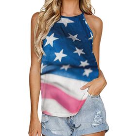 AILLOSA FLAG-27 Yuvarlak Yaka Kolsuz Kadın T-shirt