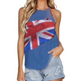AILLOSA FLAG-28 Yuvarlak Yaka Kolsuz Kadın T-shirt