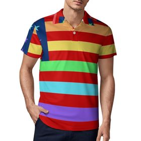 AILLOSA FLAG-31 3D Baskılı Desen Kısa Kollu Polo Yaka Erkek T-shirt