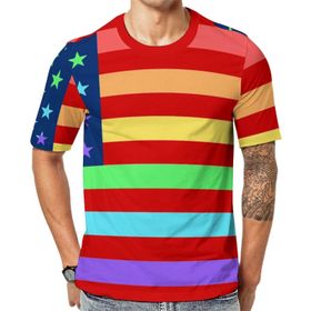 AILLOSA Flag-31 Baskılı Desenli Kısa Kollu Unisex T-shirt