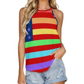 AILLOSA FLAG-31 Yuvarlak Yaka Kolsuz Kadın T-shirt