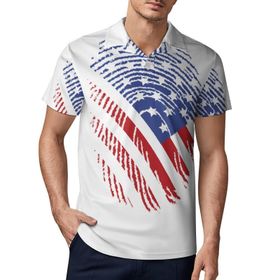 AILLOSA FLAG-34 3D Baskılı Desen Kısa Kollu Polo Yaka Erkek T-shirt