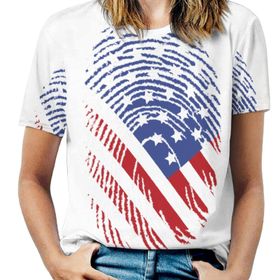AILLOSA FLAG-34 Tamamı Baskılı Kısa Kollu Yuvarlak Yaka Kadın T-shirt