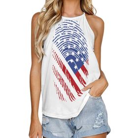 AILLOSA FLAG-34 Yuvarlak Yaka Kolsuz Kadın T-shirt