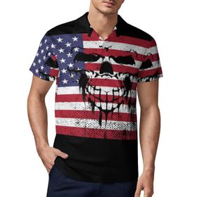 AILLOSA FLAG-36 3D Baskılı Desen Kısa Kollu Polo Yaka Erkek T-shirt
