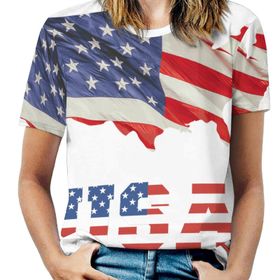 AILLOSA FLAG-37 Tamamı Baskılı Kısa Kollu Yuvarlak Yaka Kadın T-shirt