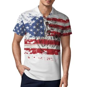 AILLOSA FLAG-38 3D Baskılı Desen Kısa Kollu Polo Yaka Erkek T-shirt