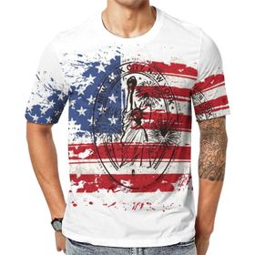AILLOSA Flag-38 Baskılı Desenli Kısa Kollu Unisex T-shirt