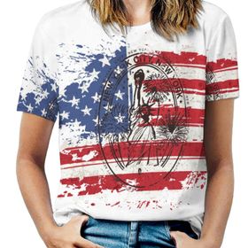 AILLOSA FLAG-38 Tamamı Baskılı Kısa Kollu Yuvarlak Yaka Kadın T-shirt