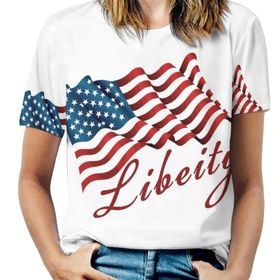 AILLOSA FLAG-40 Tamamı Baskılı Kısa Kollu Yuvarlak Yaka Kadın T-shirt
