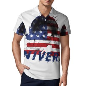 AILLOSA FLAG-41 3D Baskılı Desen Kısa Kollu Polo Yaka Erkek T-shirt
