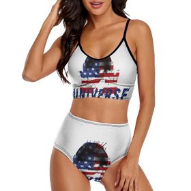 AILLOSA FLAG-41 Geniş Omuz Askılı Üçgen Bikini Üstü Alçak Bel İki Parça Kadın Bikini Seti