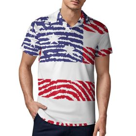 AILLOSA FLAG-43 3D Baskılı Desen Kısa Kollu Polo Yaka Erkek T-shirt