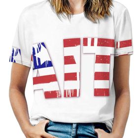 AILLOSA FLAG-44 Tamamı Baskılı Kısa Kollu Yuvarlak Yaka Kadın T-shirt