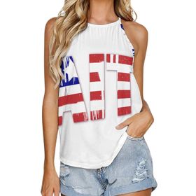 AILLOSA FLAG-44 Yuvarlak Yaka Kolsuz Kadın T-shirt