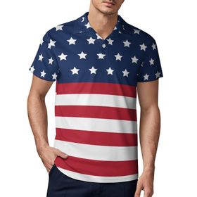 AILLOSA FLAG-45 3D Baskılı Desen Kısa Kollu Polo Yaka Erkek T-shirt