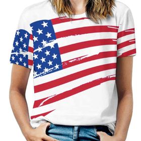 AILLOSA FLAG-47 Tamamı Baskılı Kısa Kollu Yuvarlak Yaka Kadın T-shirt