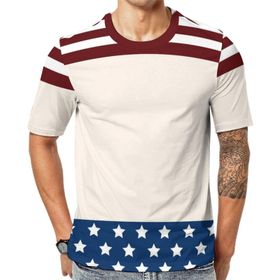 AILLOSA Flag-49 Baskılı Desenli Kısa Kollu Unisex T-shirt