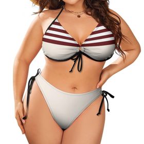 AILLOSA Flag-49 Karın Kontrolü İki Parça Büyük Beden Kadın Bikini Seti