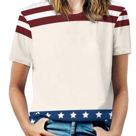 AILLOSA FLAG-49 Tamamı Baskılı Kısa Kollu Yuvarlak Yaka Kadın T-shirt