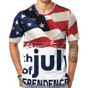 AILLOSA Flag-50 Baskılı Desenli Kısa Kollu Unisex T-shirt