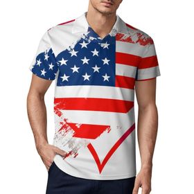 AILLOSA FLAG-52 3D Baskılı Desen Kısa Kollu Polo Yaka Erkek T-shirt