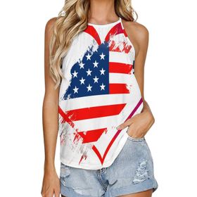 AILLOSA FLAG-52 Yuvarlak Yaka Kolsuz Kadın T-shirt