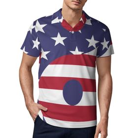 AILLOSA FLAG-53 3D Baskılı Desen Kısa Kollu Polo Yaka Erkek T-shirt