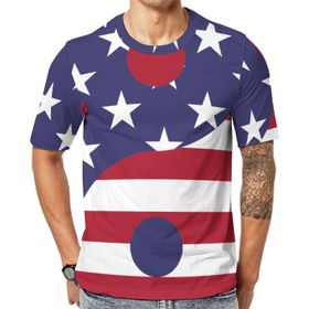AILLOSA Flag-53 Baskılı Desenli Kısa Kollu Unisex T-shirt