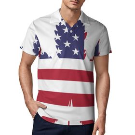 AILLOSA FLAG-55 3D Baskılı Desen Kısa Kollu Polo Yaka Erkek T-shirt