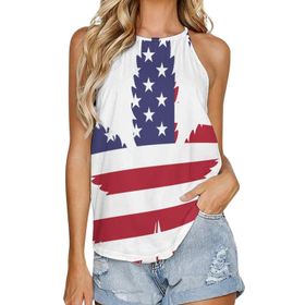 AILLOSA FLAG-55 Yuvarlak Yaka Kolsuz Kadın T-shirt