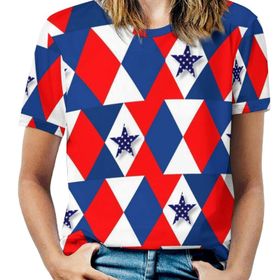 AILLOSA FLAG-56 Tamamı Baskılı Kısa Kollu Yuvarlak Yaka Kadın T-shirt