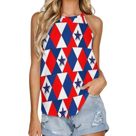 AILLOSA FLAG-57 Yuvarlak Yaka Kolsuz Kadın T-shirt