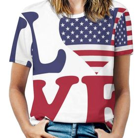 AILLOSA FLAG-58 Tamamı Baskılı Kısa Kollu Yuvarlak Yaka Kadın T-shirt