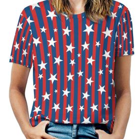 AILLOSA FLAG-59 Tamamı Baskılı Kısa Kollu Yuvarlak Yaka Kadın T-shirt
